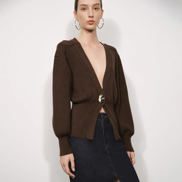 Women Knitted Cardigan V-Neck Long Sleeve Lightweight Button Down Outwear - Picture 5 of 6